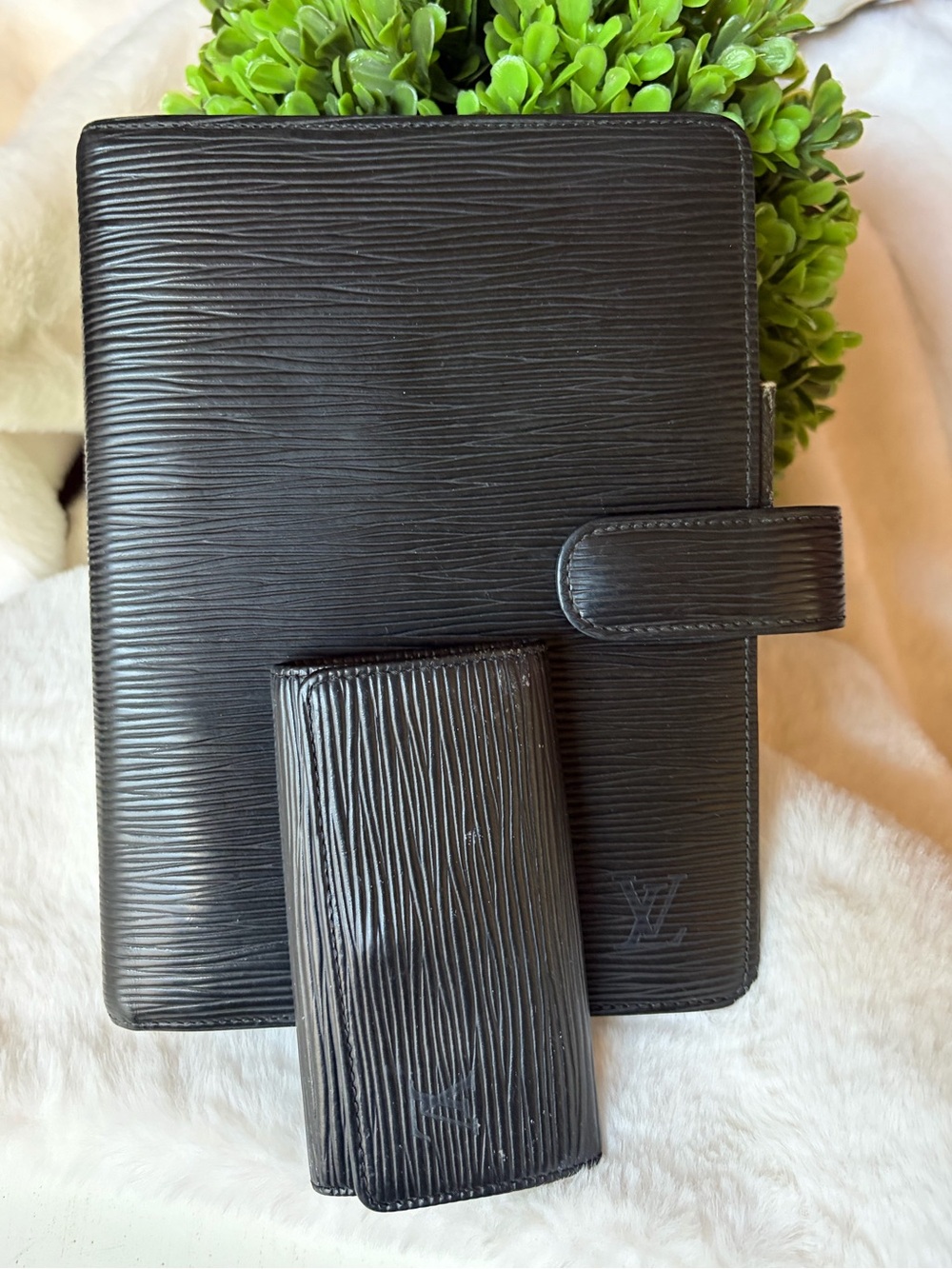 Louis Vuitton Black Epi Leather Planner (MM) and Key Holder Set